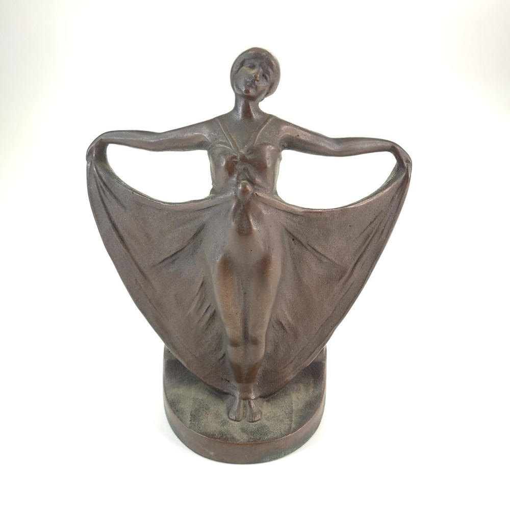 Art Deco The‎ Nude Dancing Lady Bronze Statue Door Stop 1920's Beautiful Heavy